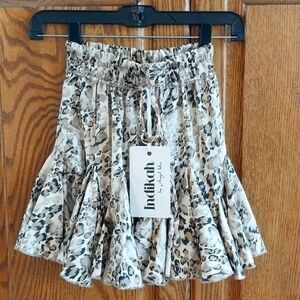 Indikah by Angel Biba NWT Jr X-Small LayeredRuffled Mini‎ Skirt Leopard Print
